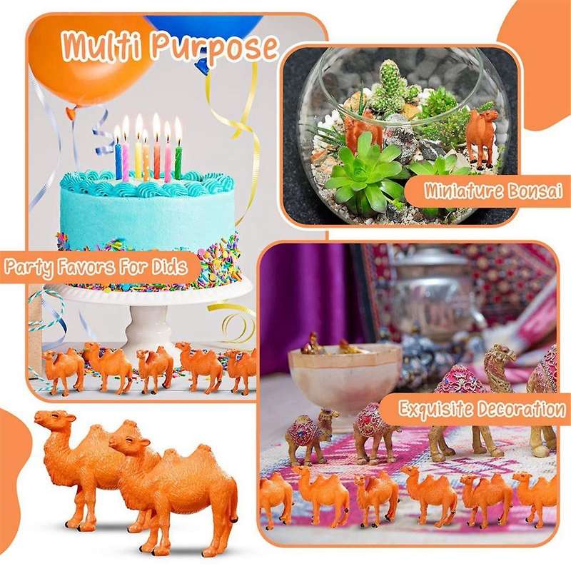 24pcs Camel Figurines Miniature Toys Camel Models Animal Figurines for Cake Toppers Home Desktop Or