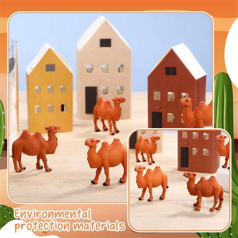 24pcs Camel Figurines Miniature Toys Camel Models Animal Figurines for Cake Toppers Home Desktop Or