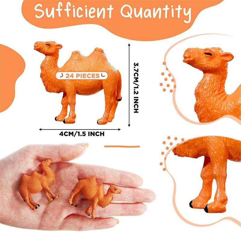 24pcs Camel Figurines Miniature Toys Camel Models Animal Figurines for Cake Toppers Home Desktop Or
