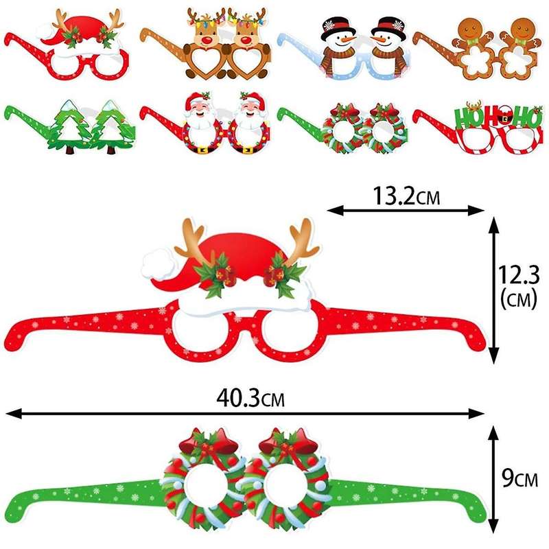 24pcs Christmas Glitter Party Glasses Frames with Decorations Accessories for Christmas Party Favor