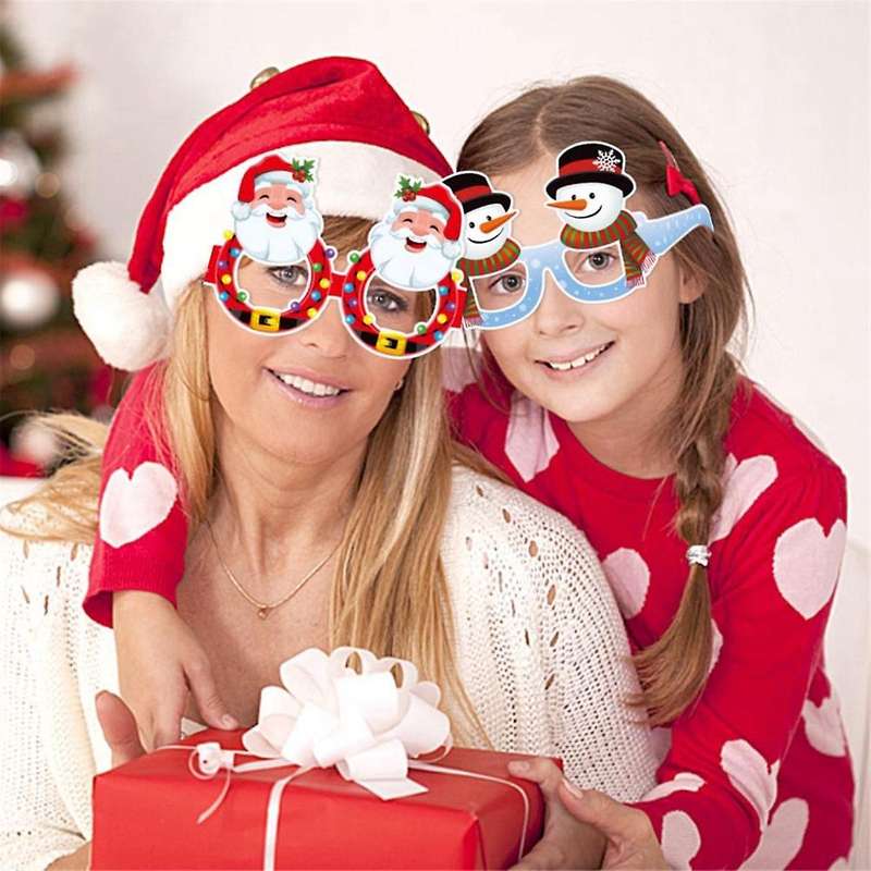 24pcs Christmas Glitter Party Glasses Frames with Decorations Accessories for Christmas Party Favor
