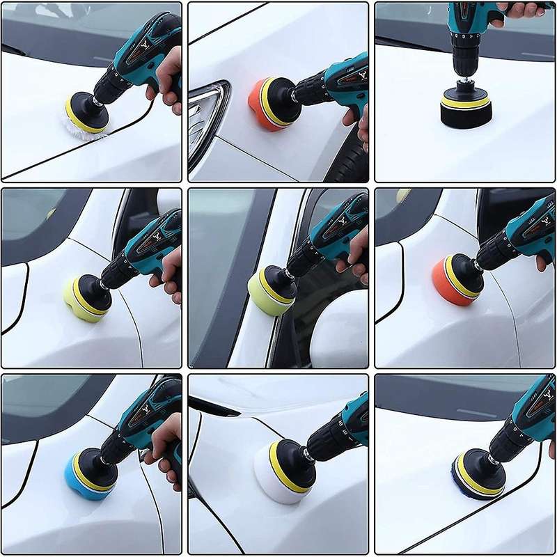24PCS Car Foam Drill Polishing Pad Kit,3Inch Buffing Pads,Car Sponge Buffing Polishing Pads Kit for