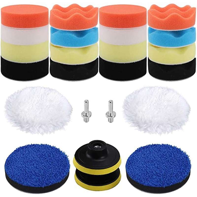 24PCS Car Foam Drill Polishing Pad Kit,3Inch Buffing Pads,Car Sponge Buffing Polishing Pads Kit for