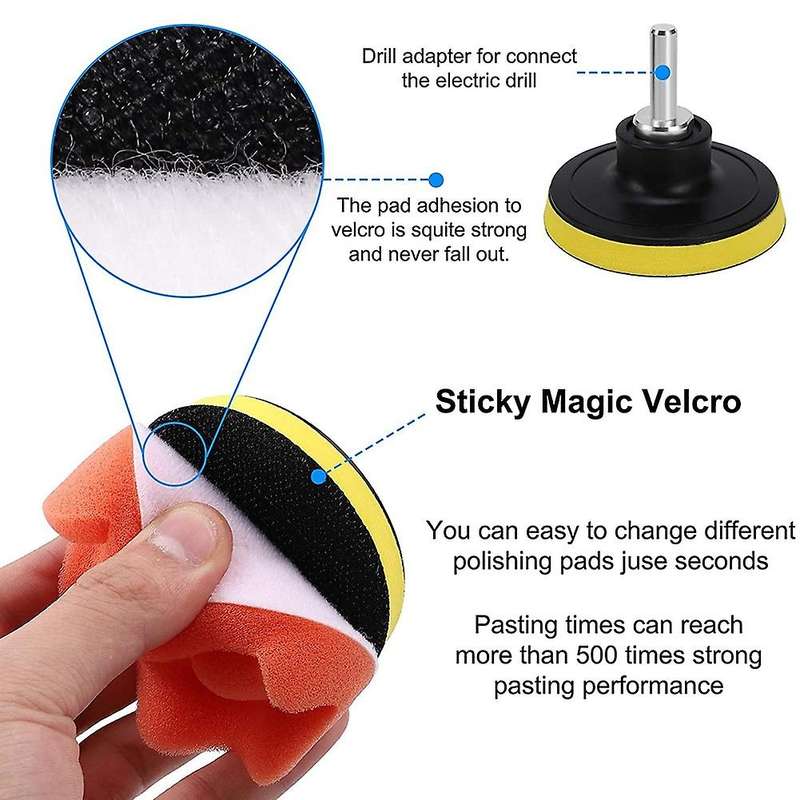 24PCS Car Foam Drill Polishing Pad Kit,3Inch Buffing Pads,Car Sponge Buffing Polishing Pads Kit for
