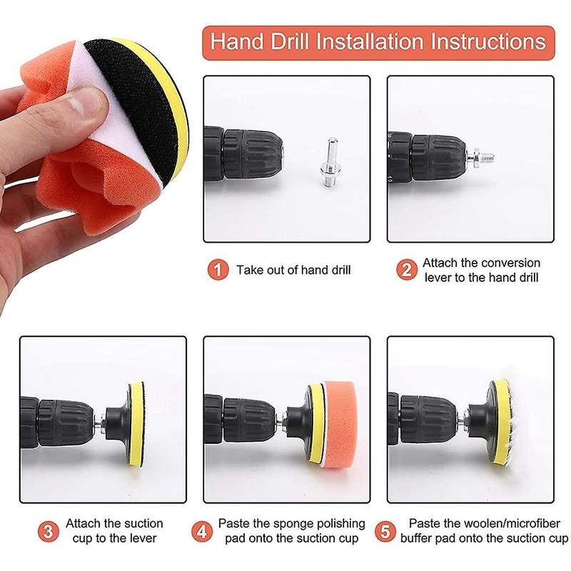 24PCS Car Foam Drill Polishing Pad Kit,3Inch Buffing Pads,Car Sponge Buffing Polishing Pads Kit for