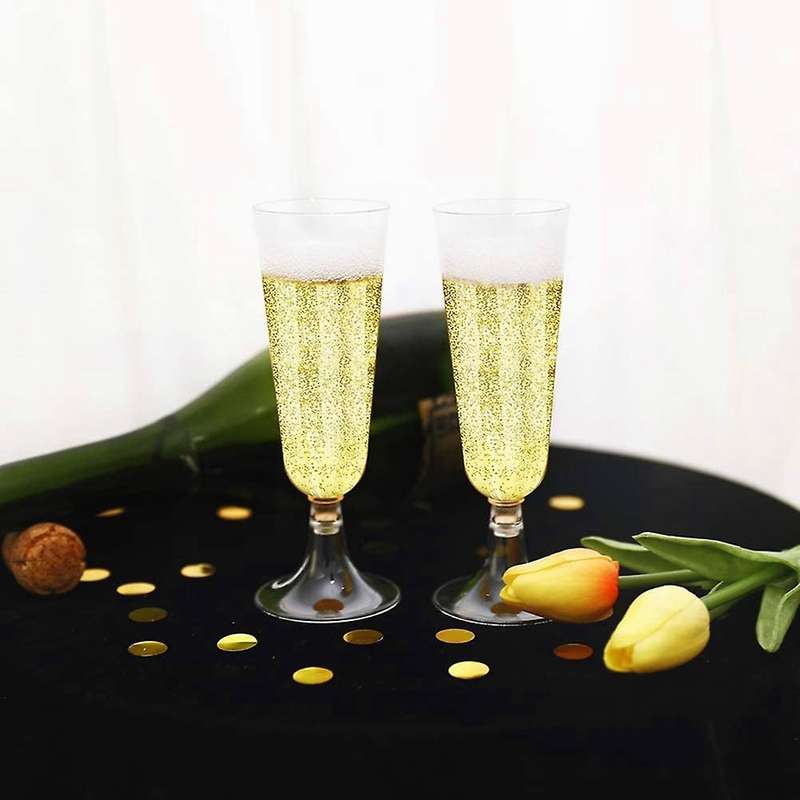 24pcs Disposable Champagne Glass Goblet Plastic Test Glass Champagne Glass Glass 4.7oz (150ml)