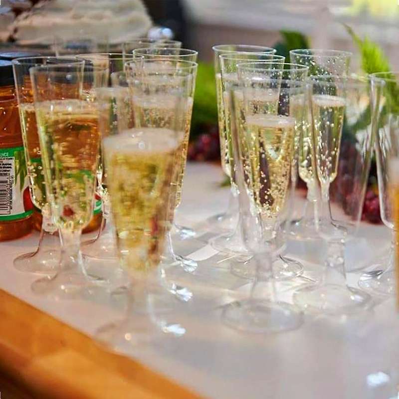 24pcs Disposable Champagne Glass Goblet Plastic Test Glass Champagne Glass Glass 4.7oz (150ml)