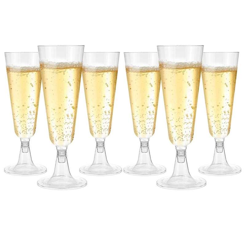 24pcs Disposable Champagne Glass Goblet Plastic Test Glass Champagne Glass Glass 4.7oz (150ml)
