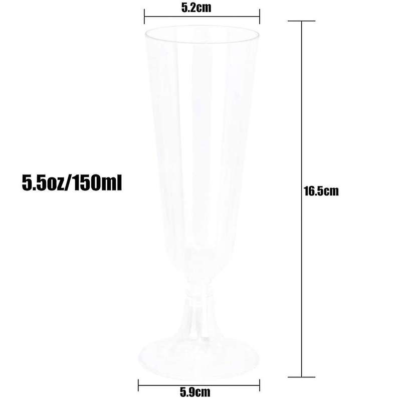 24pcs Disposable Champagne Glass Goblet Plastic Test Glass Champagne Glass Glass 4.7oz (150ml)