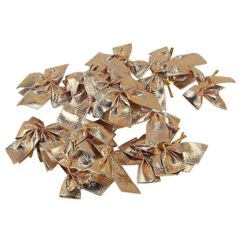 24pcs Decoration Ornament Hanging Bowknot Bow Butterfly Decore Tree Cute Christmas Tree (24pcs,gold