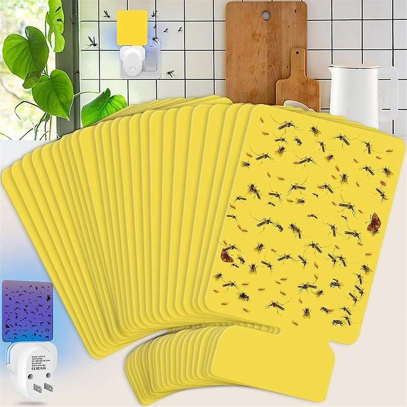 24pcs Indoor Plug-in Fly Trap Refill Glue Cards, Non- Flying Insect Catcher, Double-sided Sticky Tr