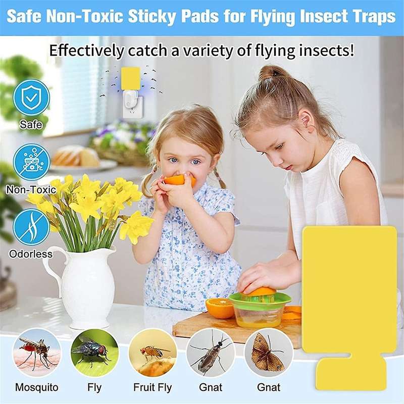 24pcs Indoor Plug-in Fly Trap Refill Glue Cards, Non- Flying Insect Catcher, Double-sided Sticky Tr