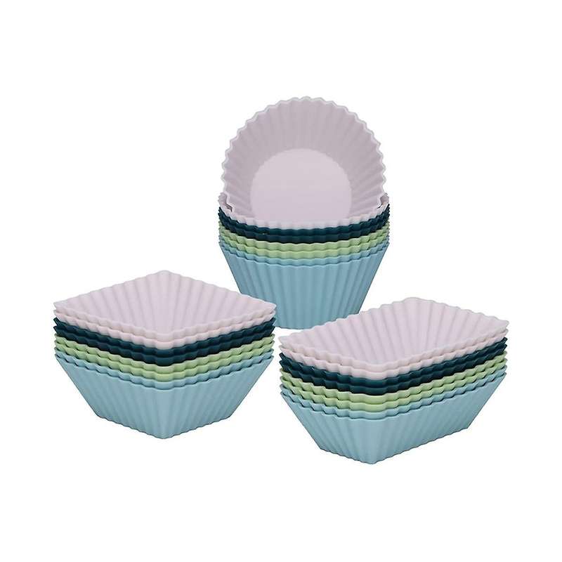 24PCS Silicone Cupcake Baking Cups Reusable & Non-Stick Muffin Cupcake Cake Molds Sets for Party and