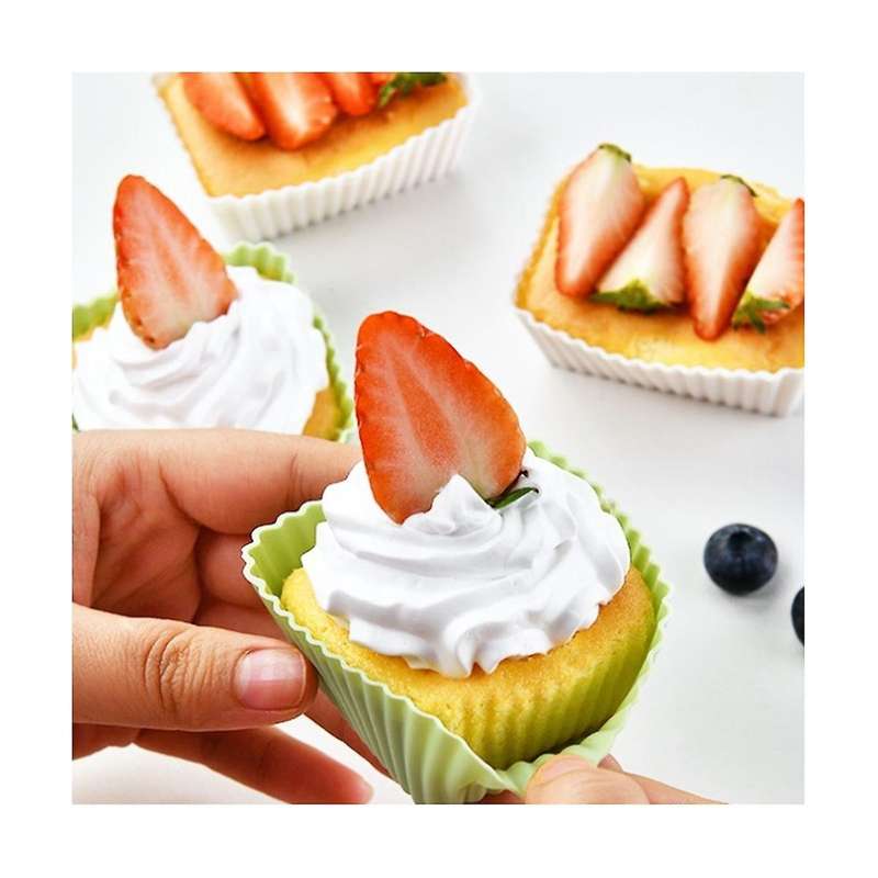 24PCS Silicone Cupcake Baking Cups Reusable & Non-Stick Muffin Cupcake Cake Molds Sets for Party and