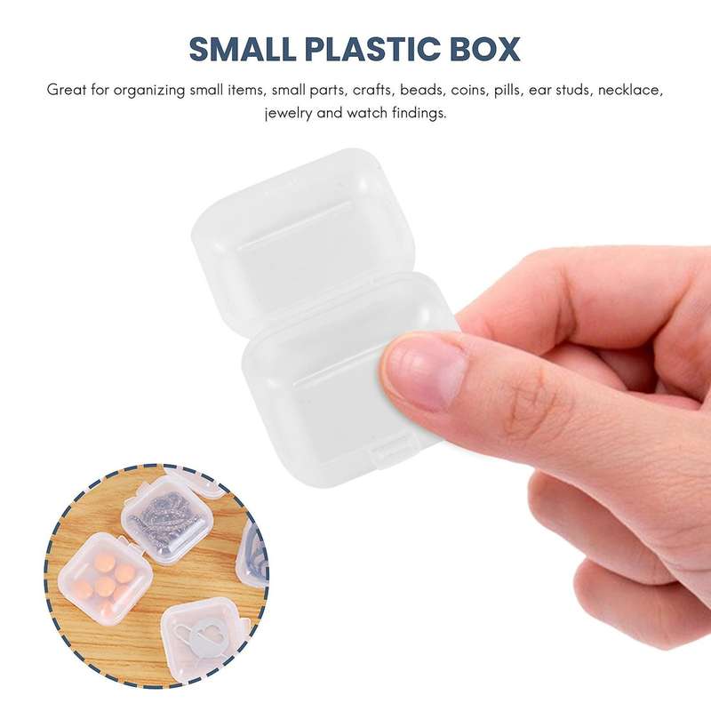 24Pcs Small Clear Plastic Beads Storage Containers Box with Hinged Lid Compatible Storage of Small I