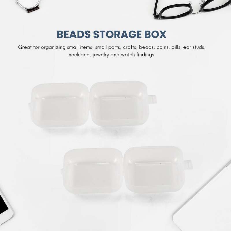 24Pcs Small Clear Plastic Beads Storage Containers Box with Hinged Lid Compatible Storage of Small I