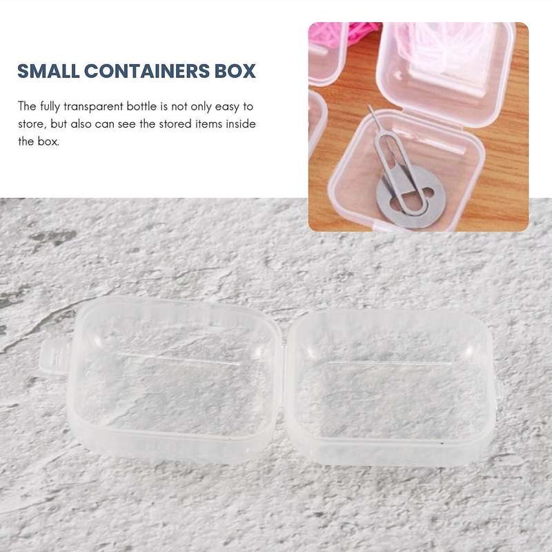 24Pcs Small Clear Plastic Beads Storage Containers Box with Hinged Lid Compatible Storage of Small I