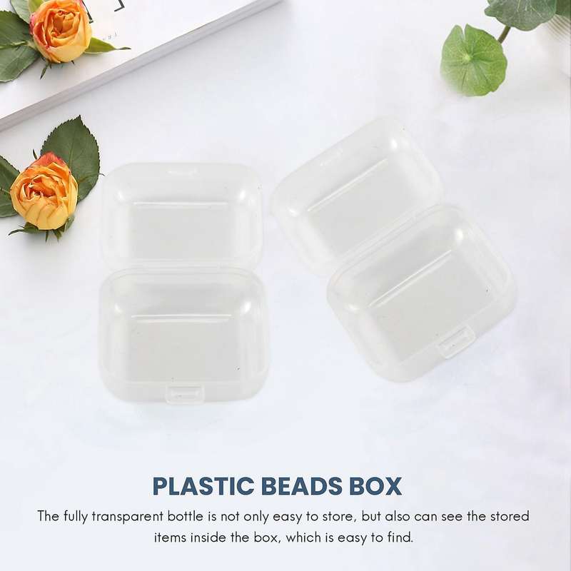24Pcs Small Clear Plastic Beads Storage Containers Box with Hinged Lid Compatible Storage of Small I