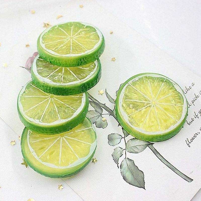 24pcs Vivid Lemons Limes and Slices Set, Artificial Fruit Decorations Kitchen Table Cabinet Wedding