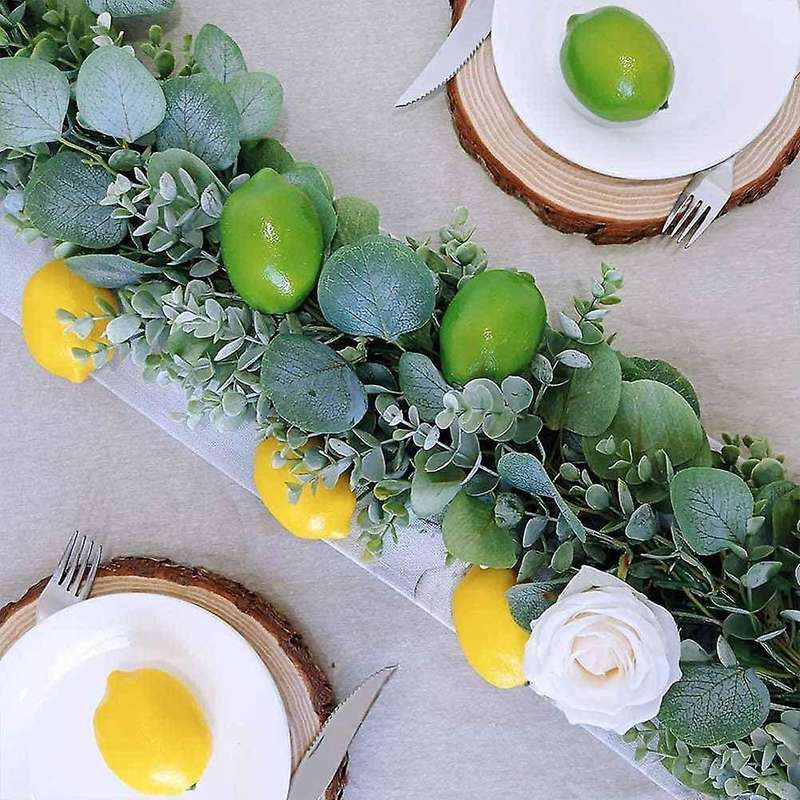 24pcs Vivid Lemons Limes and Slices Set, Artificial Fruit Decorations Kitchen Table Cabinet Wedding