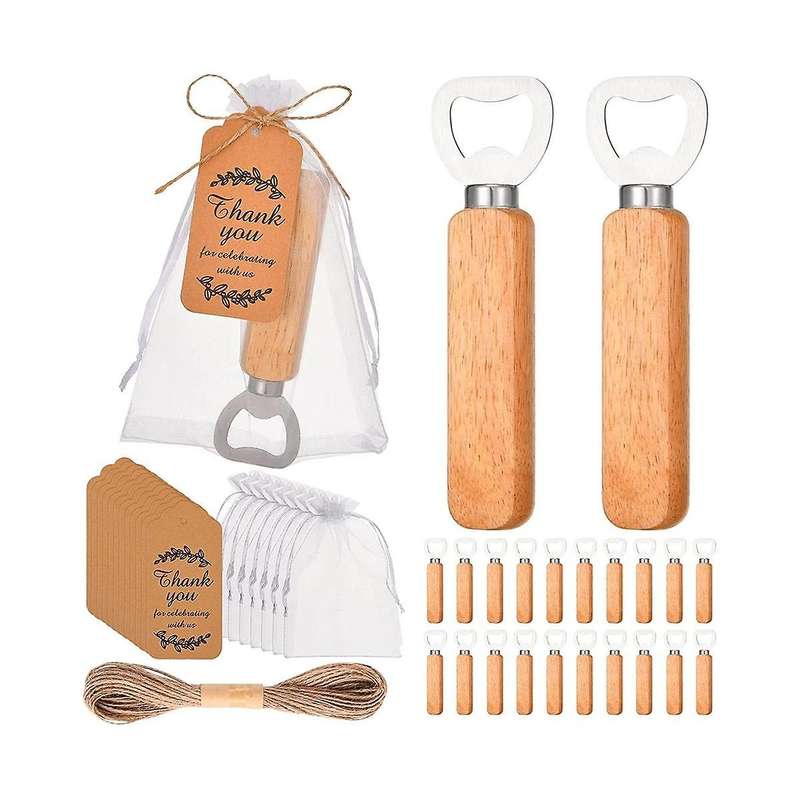 24pcs Wooden Handle Bartender Bottle Openers , Bar Or Restaurant Baby Shower - Beer Bottle Openers