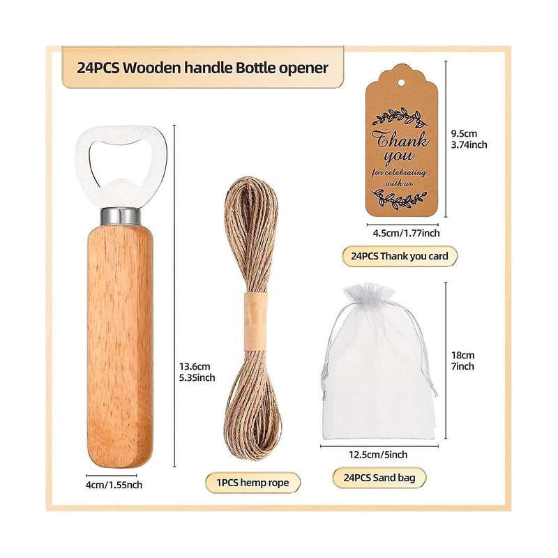 24pcs Wooden Handle Bartender Bottle Openers , Bar Or Restaurant Baby Shower - Beer Bottle Openers