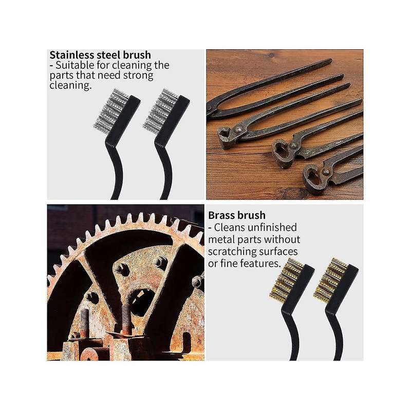 24pcs Wire Brush Scratch Brush (stainless Steel+brass)curved Handle Masonry Brush Wire Bristle For