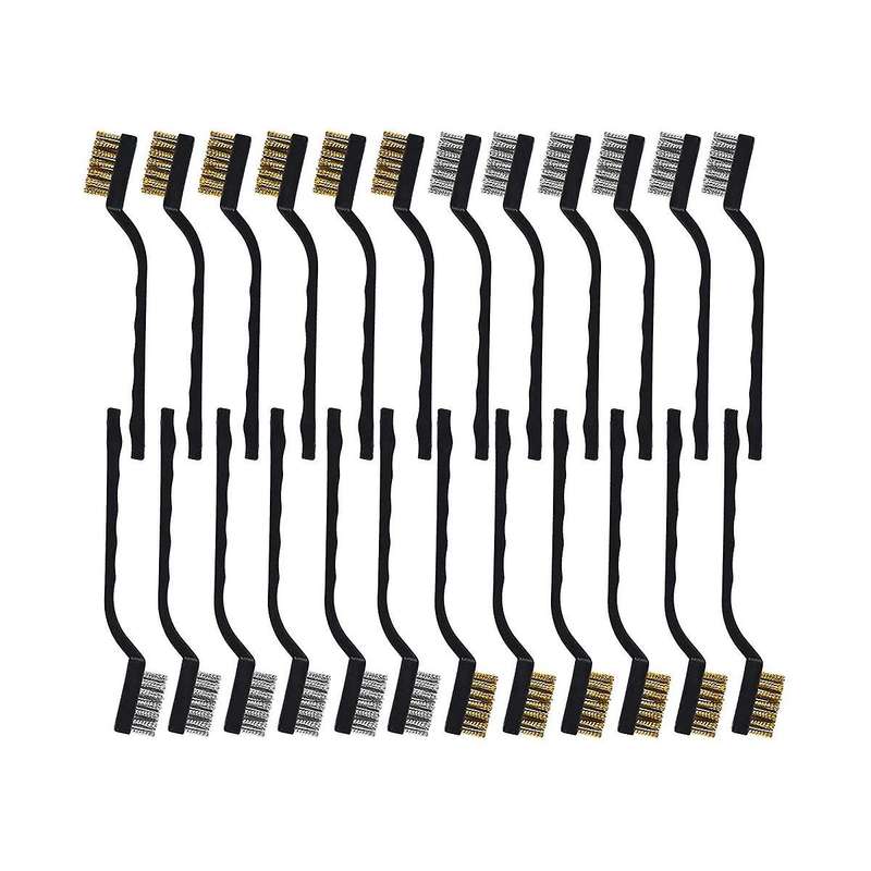 24pcs Wire Brush Scratch Brush (stainless Steel+brass)curved Handle Masonry Brush Wire Bristle For