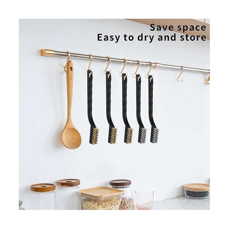 24pcs Wire Brush Scratch Brush (stainless Steel+brass)curved Handle Masonry Brush Wire Bristle For