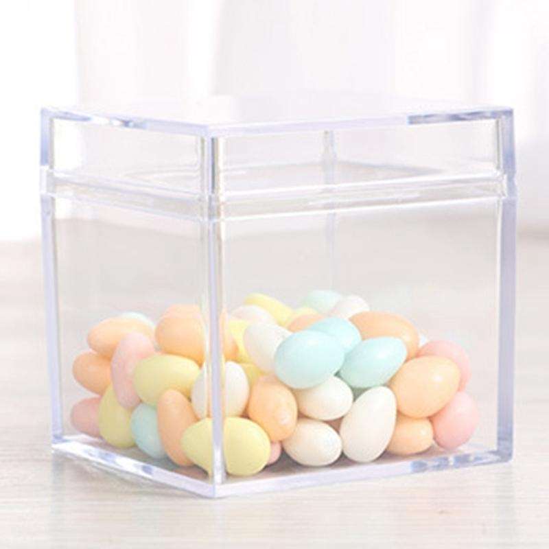 24pcs Transparent Plastic Candy Box Biscuits Cookies Packing Box Party Treat Boxes Square Gift Cont