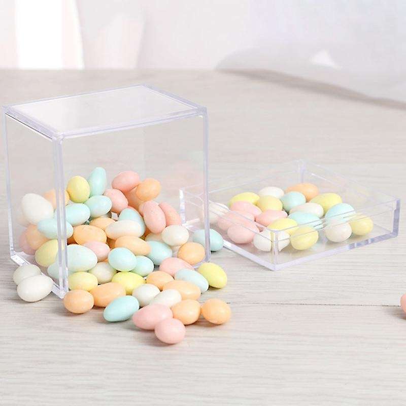 24pcs Transparent Plastic Candy Box Biscuits Cookies Packing Box Party Treat Boxes Square Gift Cont
