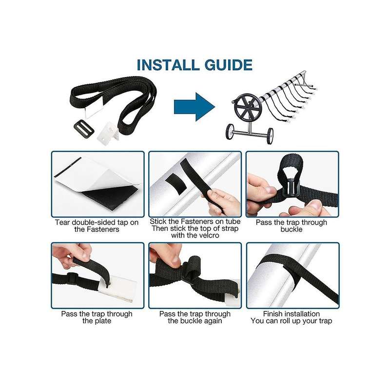 24pcs Swimming Pool Cover Roller Attachment Straps Kit Universal Solar Blanket Reel Nylon Webbing S