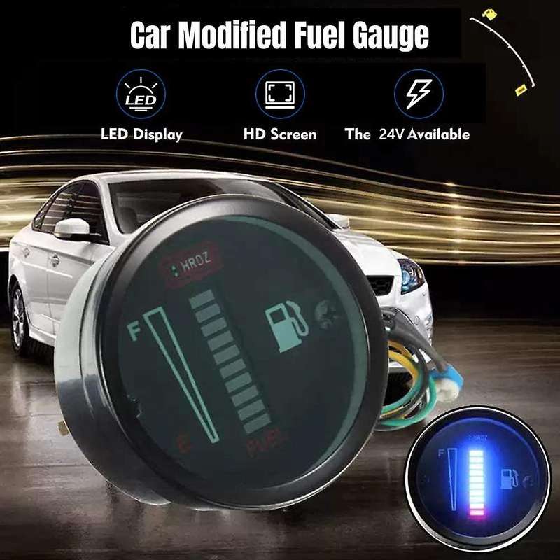 24V 2 Inch 52mm Universal Car Motorcycle Fuel Level Meter Gauge LED Light Display Fuel Tank Gauge Bo