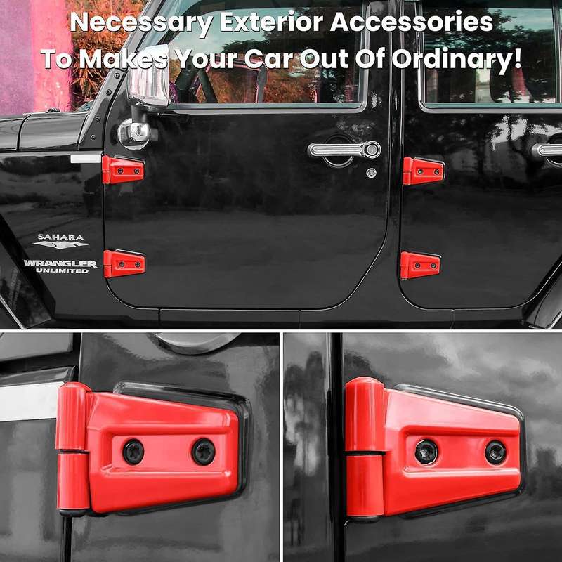 24Pcs/Set Car Door Hinge Cover Trim Exterior Accessories for JK JKU Sport X 2007-2018 Red