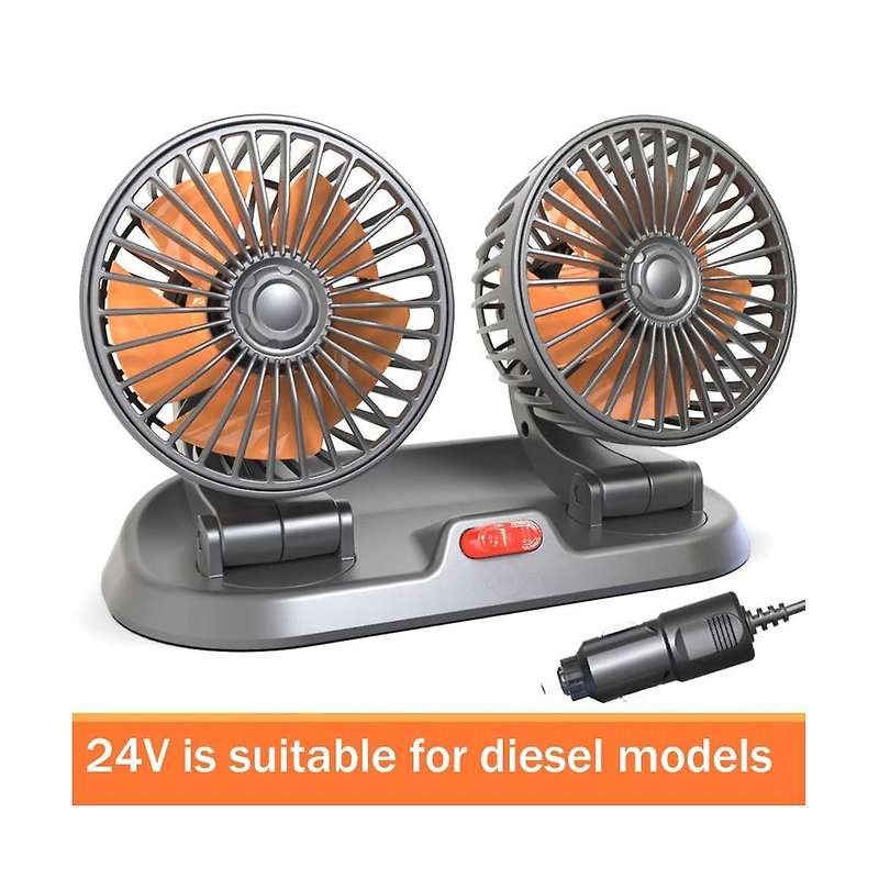 24v Car Fan Double Head Fan Portable Auto Cooling Fan Cooling Big Wind Electric Fan Car Folding Fan