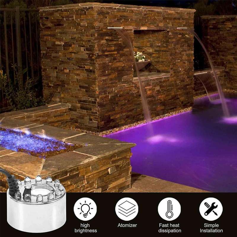 24v Color Changing Ultrasonic Mist Maker Fogger Water Fountain Pond Atomizer Air Humidifier 12 Led