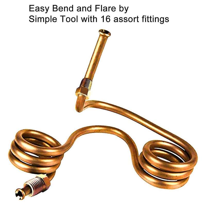 25 Ft 1/4 & 25 Ft 3/16 Brake Pipe Copper Brake Line Tubing Kit Brake Pipe with 32 Nuts Cold and Hot