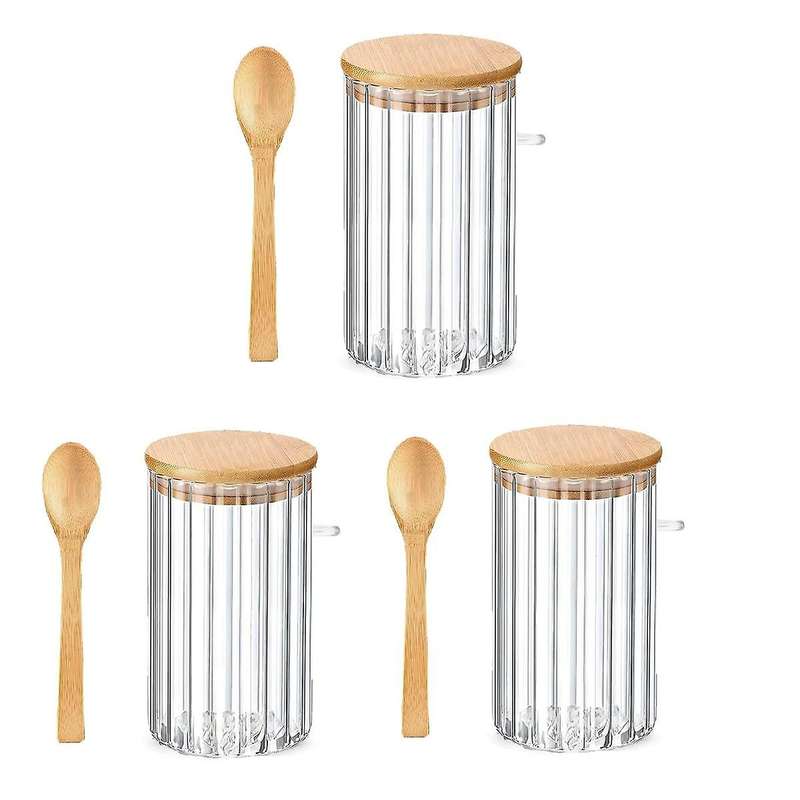 25 Oz Airtight Glass Jars with Bamboo Spoons Lids Overnight Oats Container Decorative Coffee Bar Foo