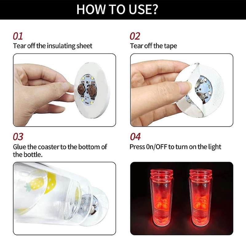 25 Pcs LED Coaster Round Flash Cup Mat Sticker Lights for Wine Liquor Bottle, Drinks Party, Bar Part