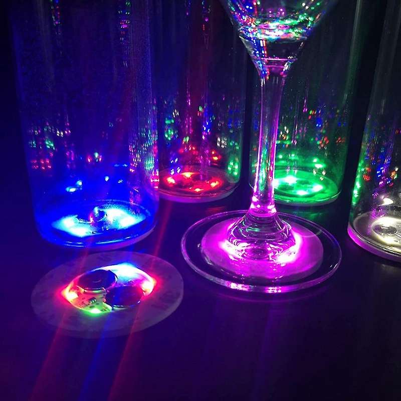 25 Pcs LED Coaster Round Flash Cup Mat Sticker Lights for Wine Liquor Bottle, Drinks Party, Bar Part