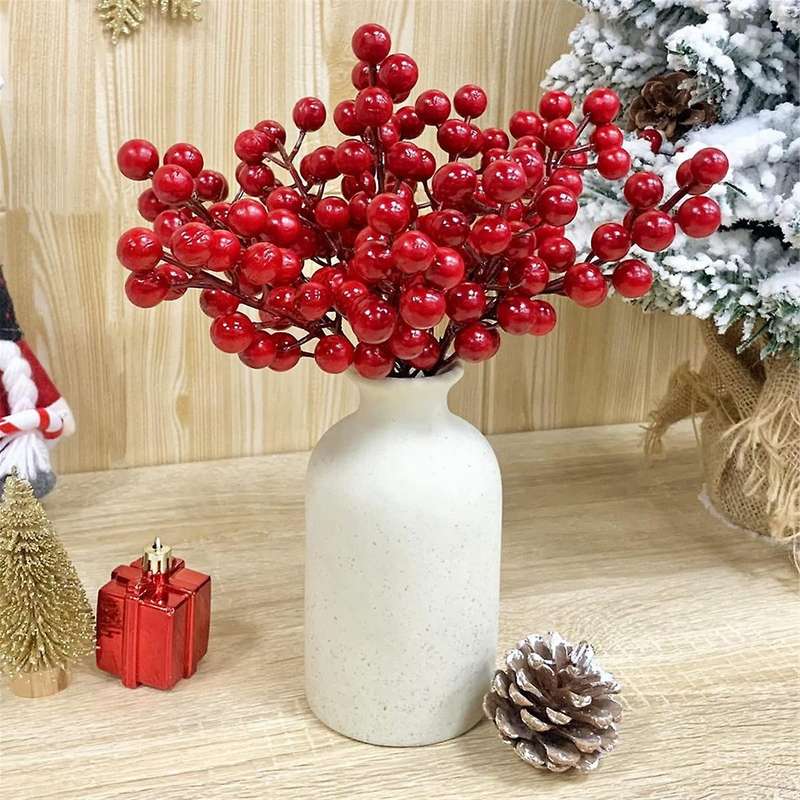 25 Pcs 20cm Berry Stems Christmas Decorations, Christmas Picks Branches Sticks Twigs