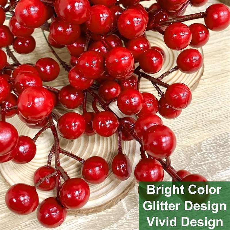 25 Pcs 20cm Berry Stems Christmas Decorations, Christmas Picks Branches Sticks Twigs