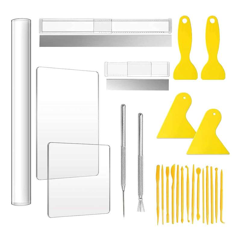 25 Pcs Acrylic Clay Roller with Acrylic Sheet Engraving Pen Plastic Scraper Clay Diy Tool for Shapi