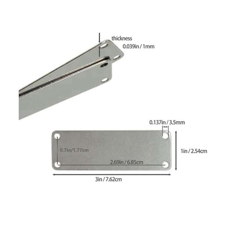 25 Pack Stainless Steel Engraving Blank Tags Rectangle Stamping Blanks with 4 Holes 1inchx3inch