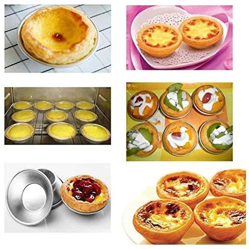25 Pack Egg Tart Mold Egg Tart Cup Egg Tart Base, Round Resuable Nonstick (aluminum)