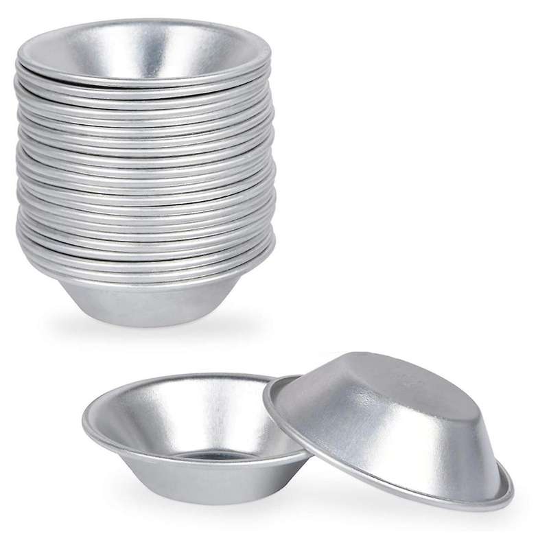 25 Pack Egg Tart Mold Egg Tart Cup Egg Tart Base, Round Resuable Nonstick (aluminum)