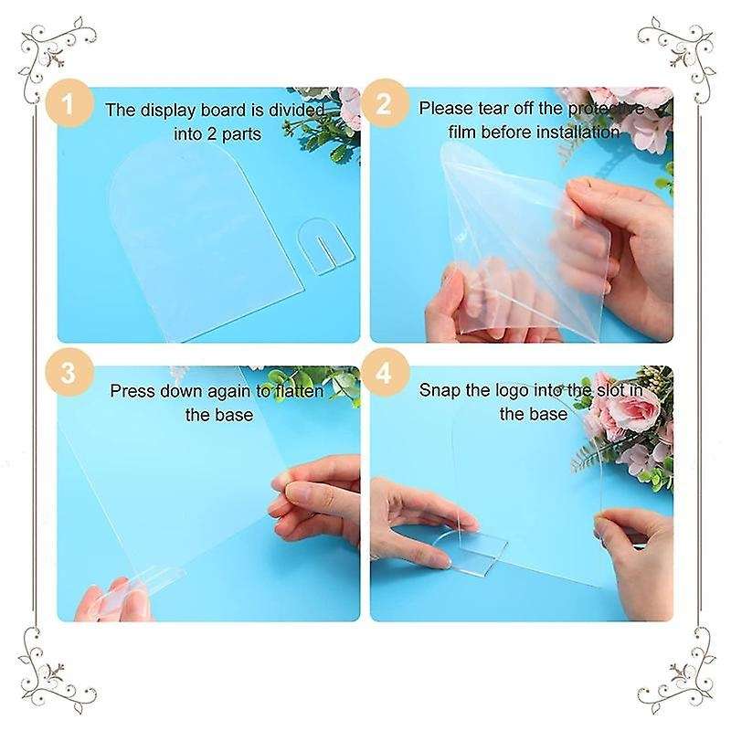 25 Sets 4 X 6 Inch Clear Arch Acrylic Sign with Stand Blank Arched Round Top Sheet Arch Table Numbe
