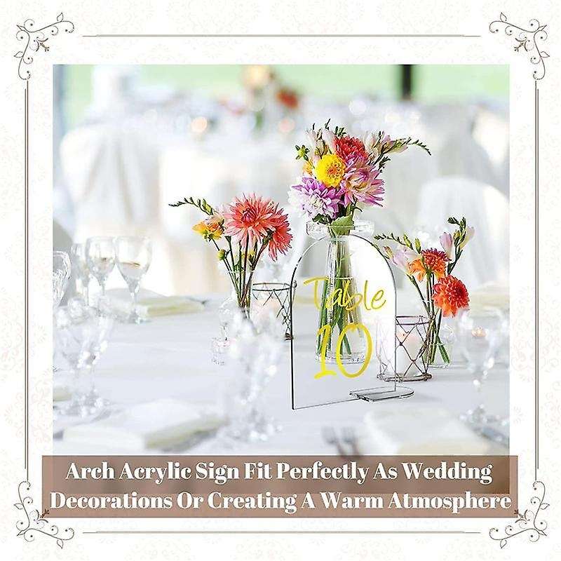 25 Sets 4 X 6 Inch Clear Arch Acrylic Sign with Stand Blank Arched Round Top Sheet Arch Table Numbe