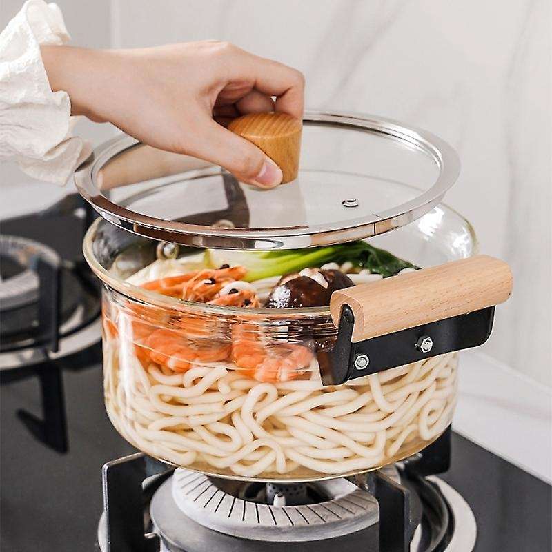 2500Ml Glass Pot Heat Resistant Stew Pot Instant Noodles Pot Heat Resistant Double Ear Soup Pot Vege