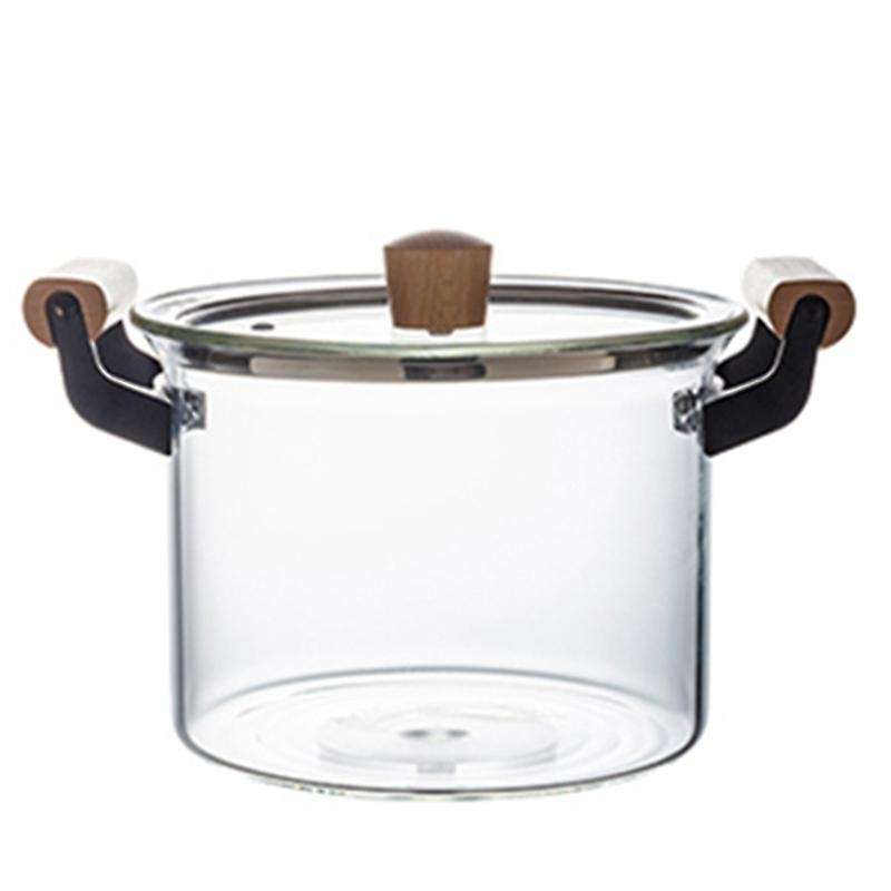 2500Ml Glass Pot Heat Resistant Stew Pot Instant Noodles Pot Heat Resistant Double Ear Soup Pot Vege